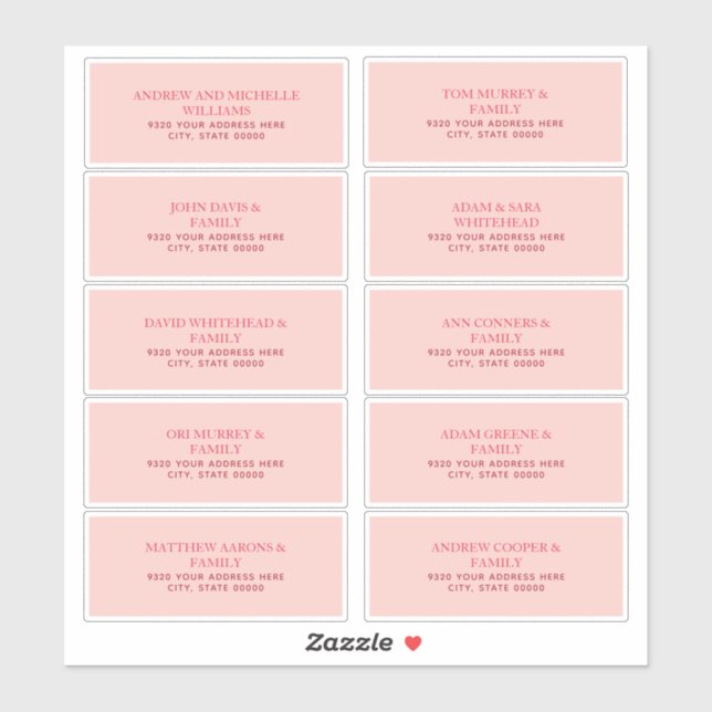 Simple Pink Address Labels (Sheet)