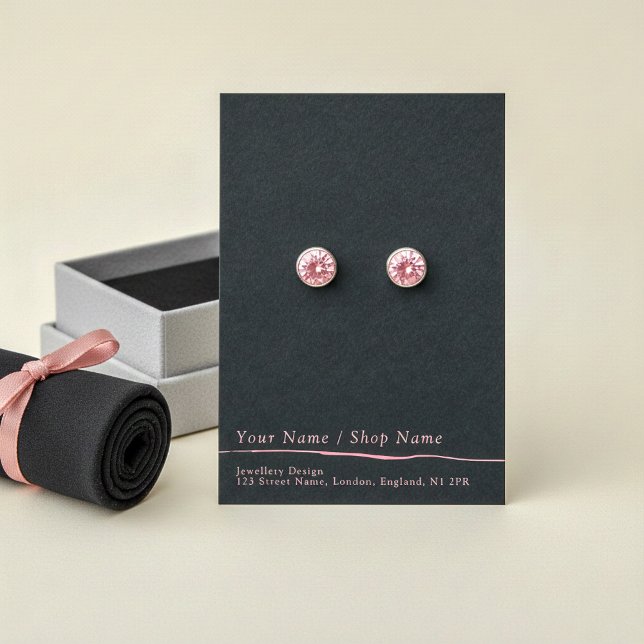 Simple pink and black earring display card (Simple pink and black earring display card.)