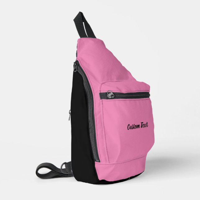 Simple Pink and Black Script Text Template Sling Bag (Left Corner)