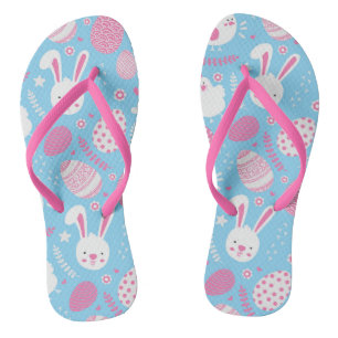 Simple Pink and Blue Easter Pattern Flip Flops