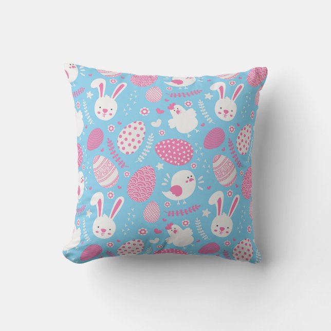 Simple Pink and Blue Easter Pattern | Throw Pillow (Front)