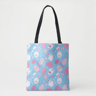 Simple Pink and Blue Easter Pattern Tote Bag