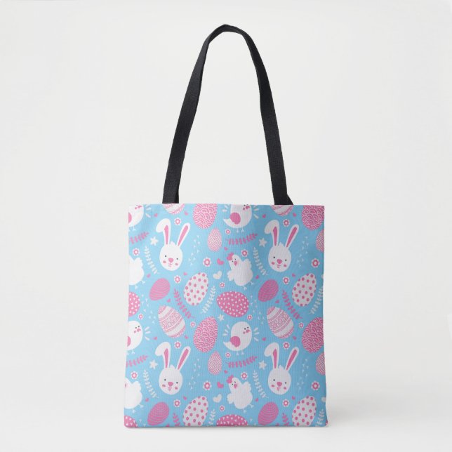 Simple Pink and Blue Easter Pattern | Tote Bag (Front)