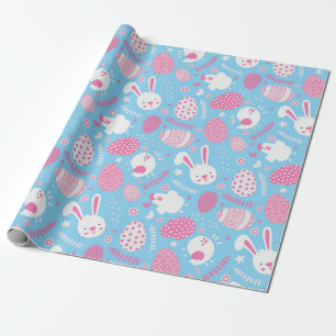 Simple Pink and Blue Easter Pattern Wrapping Paper