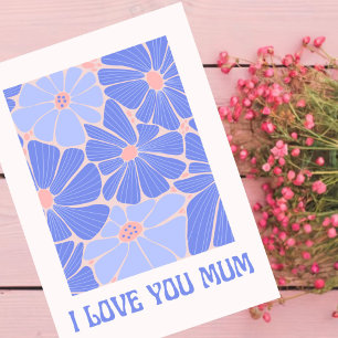 simple pink and blue flowers for mum flowy thank you card