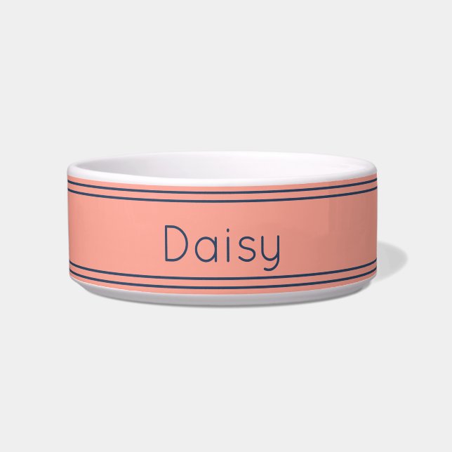 Simple Pink and Blue with Pet's Name Template Pet Bowl (Front)