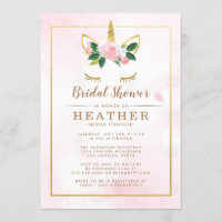 Simple Pink and Gold Unicorn Bridal Shower