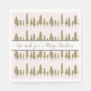  Simple Pink and Magenta Christmas Pattern Napkin