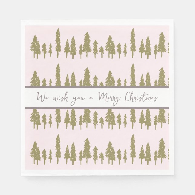  Simple Pink and Magenta Christmas Pattern Napkin (Front)