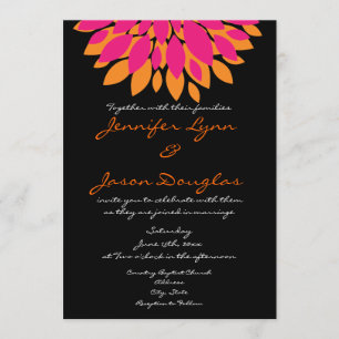 Simple Pink and Orange Flowers Wedding Invitations