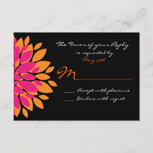 Simple Pink and Orange Flowers Wedding RSVP Cards