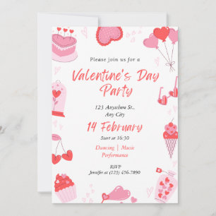 Simple Pink and Red Valentines Day Invitation