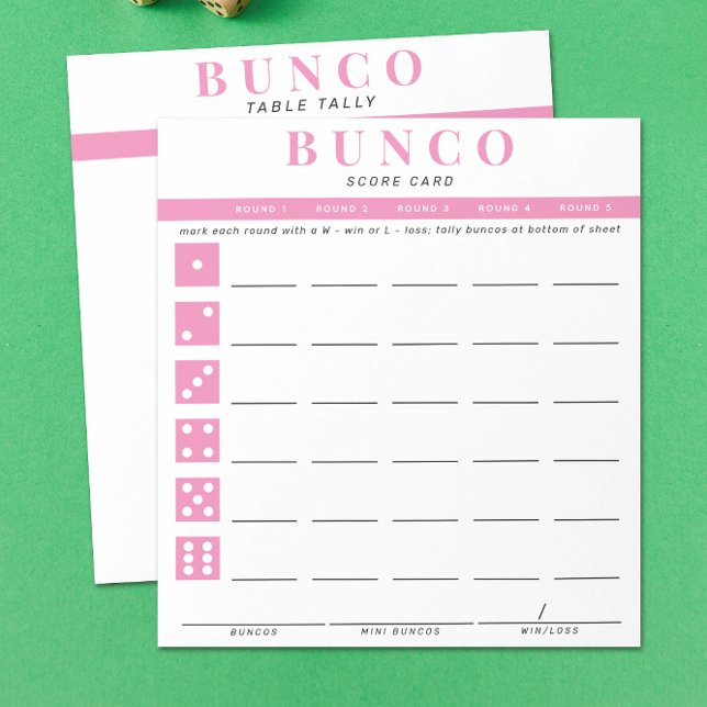 Simple Pink and White Bunco Score Card Notepad (Creator Uploaded)