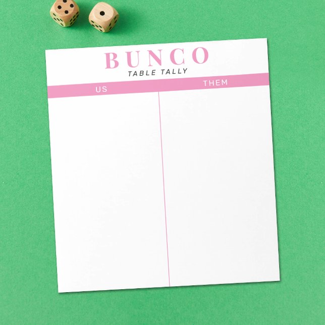 Simple Pink and White Bunco Table Tally Notepad (Creator Uploaded)