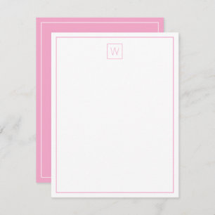 Simple Pink and White Monogram Card