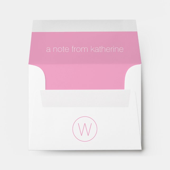 Simple Pink and White Monogram Envelope (Back (Bottom))