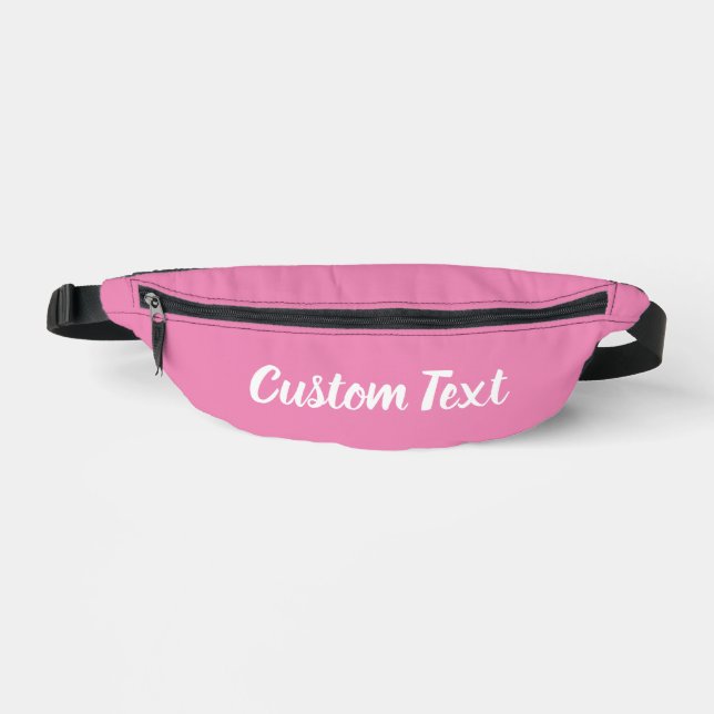 Simple Pink and White Script Text Template Bum Bags (Front)