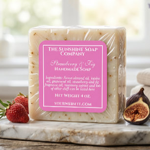 Simple pink and white soap cosmetics label