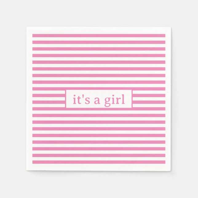 Simple Pink and White Stripes  Napkin (Front)