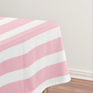 Simple Pink And White Stripes Pattern  Tablecloth