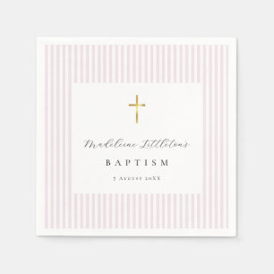 Simple Pink Baby Girl Baptism Paper Napkins