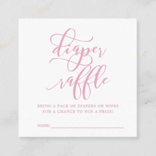 Simple Pink Baby Shower Diaper Raffle Enclosure Card (Front)