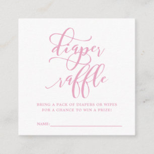 Simple Pink Baby Shower Diaper Raffle Enclosure Card