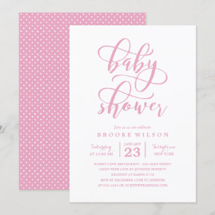 Simple Pink Baby Shower Invitation