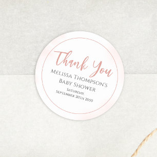 Simple Pink Baby Shower Minimalist Calligraphy  Classic Round Sticker
