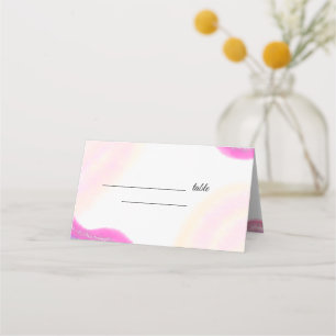 Simple pink beige watercolor glitter custom weddin place card