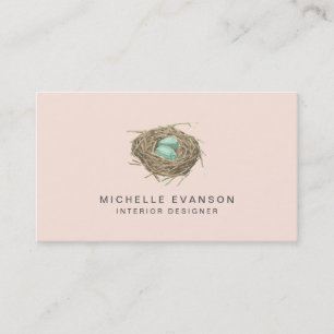 Simple Pink Bird Nest Elegant Professional Business Card