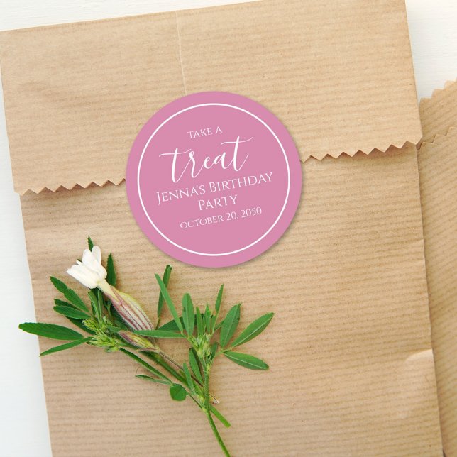 Simple Pink Birthday Calligraphy Cute Party Label (Creator Uploaded)