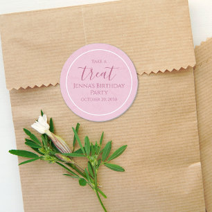 Simple Pink Birthday Calligraphy Cute Party Label