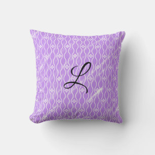 Simple pink black watercolor add your monogram cushion
