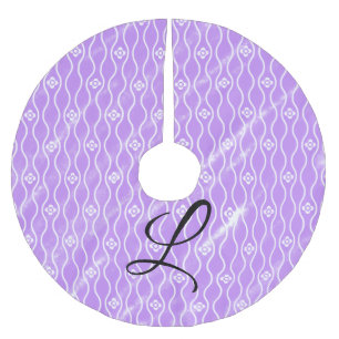 Simple pink black watercolor add your monogram th brushed polyester tree skirt