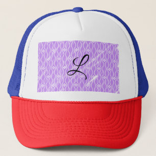 Simple pink black watercolor add your monogram th trucker hat