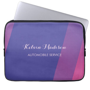 Simple pink blue diagonal lines laptop sleeve