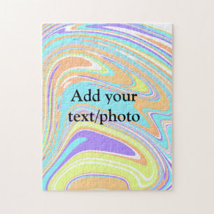 Simple pink blue orange yellow abstract add name t jigsaw puzzle