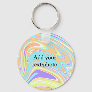 Simple pink blue orange yellow abstract add name t key ring