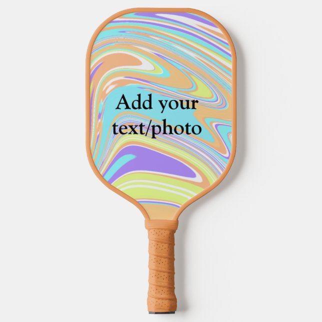 Simple pink blue orange yellow abstract add name t pickleball paddle (Front)