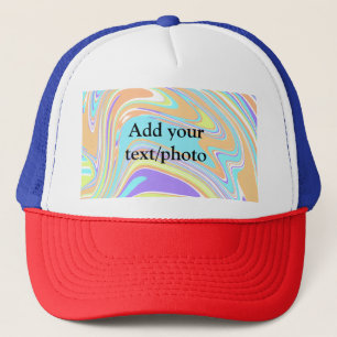 Simple pink blue orange yellow abstract add name t trucker hat