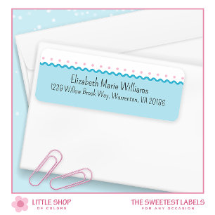 Simple Pink Blue Polka Dots Return Address