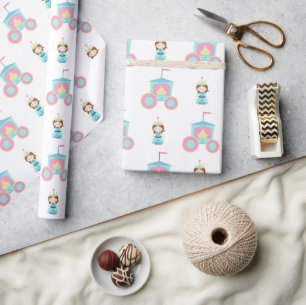 Simple Pink Blue Princess Wrapping Paper