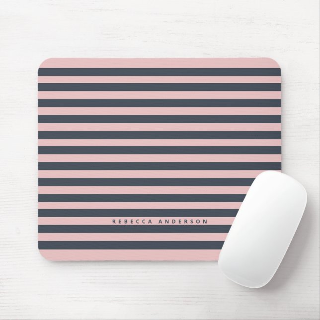  Simple Pink Blue Small Stipes Mouse Mat (With Mouse)