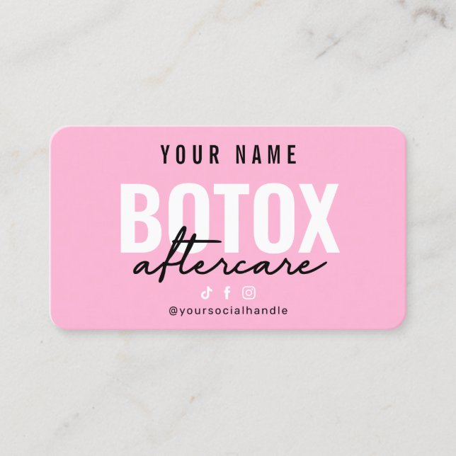 Simple Pink Botox Aftercare Card (Front)