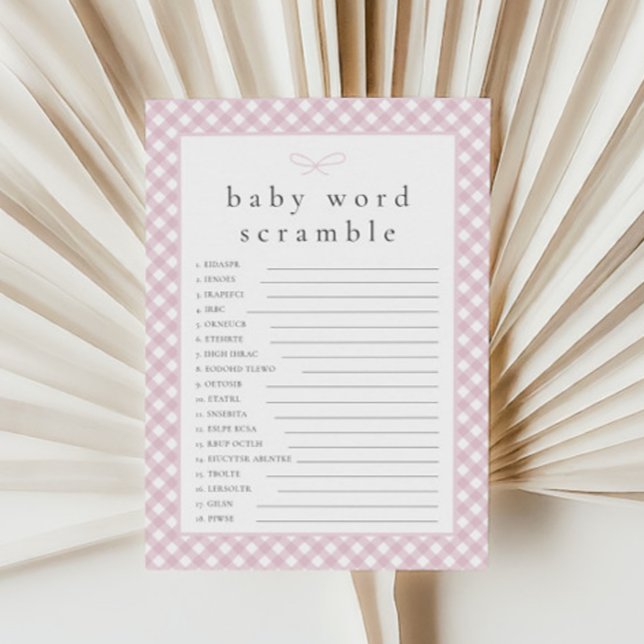 Simple Pink Bow Baby Word Scramble Game Card (Creator Uploaded)