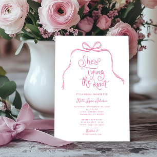 Simple Pink Bow Bridal Shower Invitation