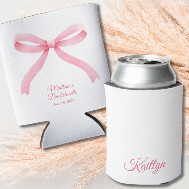 Simple Pink Bow Coquette Bachelorette Party Favour Can Cooler (Simple Pink Bow Coquette Bachelorette Party Favor Can Cooler)