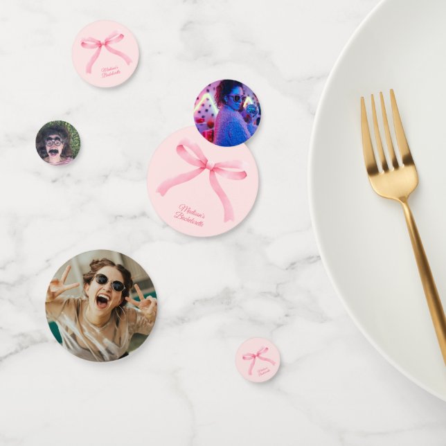 Simple Pink Bow Girly Coquette Bachelorette Party Confetti (Group)