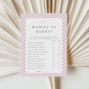 Simple Pink Bow Mummy or Daddy Game Card